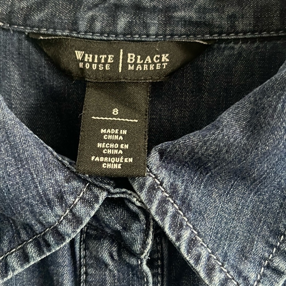 White House Black Market Dress Chambray Women Size 8 - Picture 4 of 11